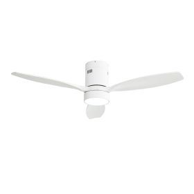 52 Inch Indoor Outdoor Ceiling Fan Solid Wood Fan Blade Noiseless Reversible Motor Remote Control With Light