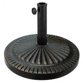 Patio Heavy-Duty Outdoor Stand Bronze Umbrella Base (Color: Bronze, type: Umbrella Stands & Bases)